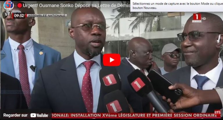 🔴Urgent! Ousmane Sonko Dépose sa Lettre de Démission à L’assemblée Nationale et Reste à la Primature