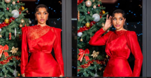 Noël : Lady Diama éblouissante dans une robe rouge