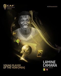 CAF Awards 2024 : Lamine Camara Désigné Meilleur Jeune Joueur pour La Deuxième Année Consécutive