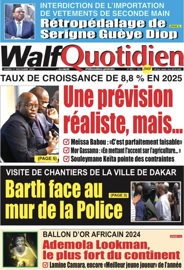 Découvrez les Unes des journaux Sénégalais du mardi 17 décembre 2024