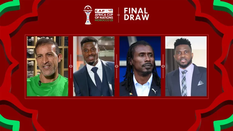 Mustapha Hadji, Aliou Cissé, Serge Aurier et Joseph Yobo, assistants du tirage au sort de la Coupe d’Afrique des Nations, Maroc 2025