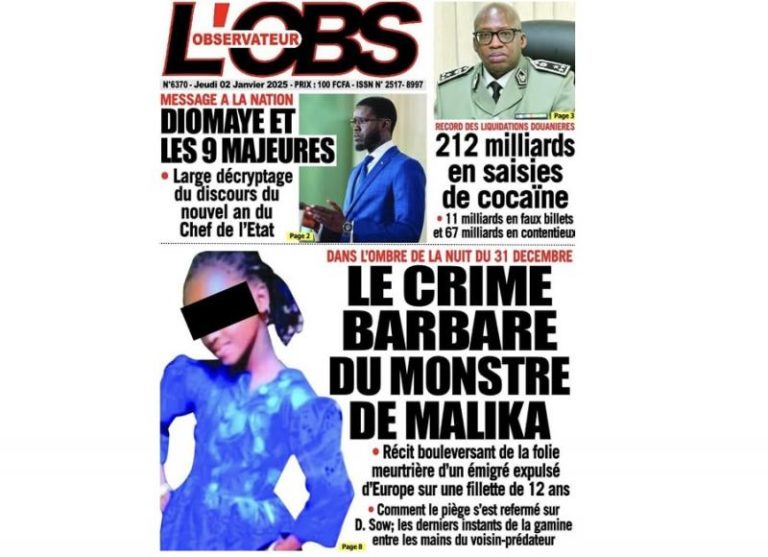 Découvrez les Unes des journaux Sénégalais du jeudi 02 janvier 2025