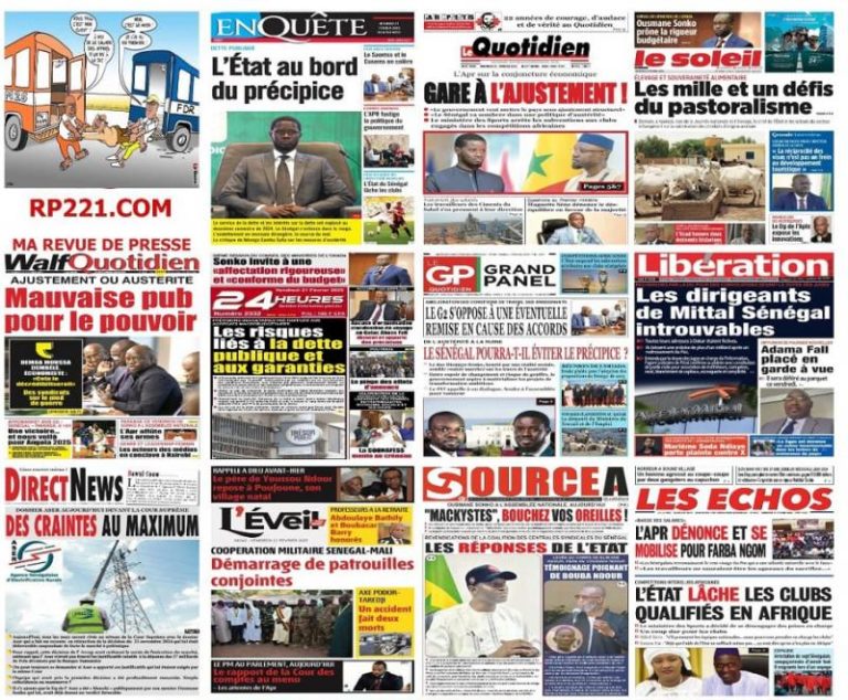 Découvrez les Unes des journaux sénégalais du vendredi 21 février 2025