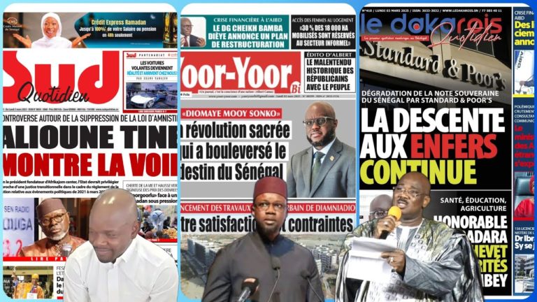 Découvrez les Unes des journaux sénégalais du lundi 03 mars 2025