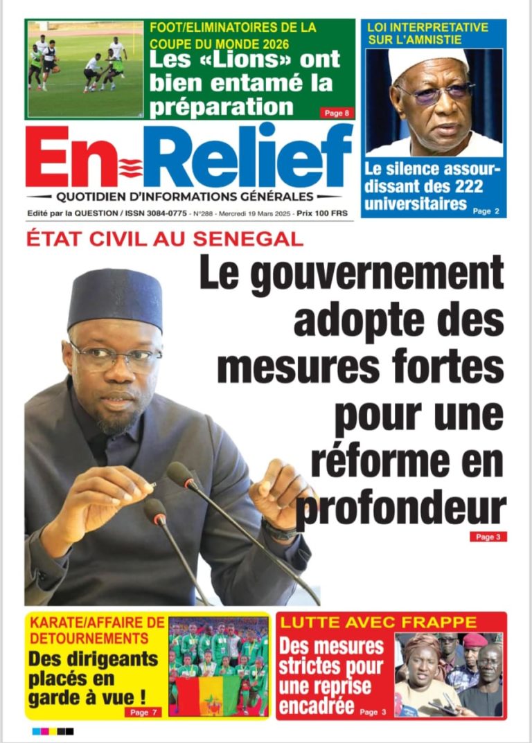 Découvrez les Unes des journaux sénégalais du mercredi 19 mars 2025