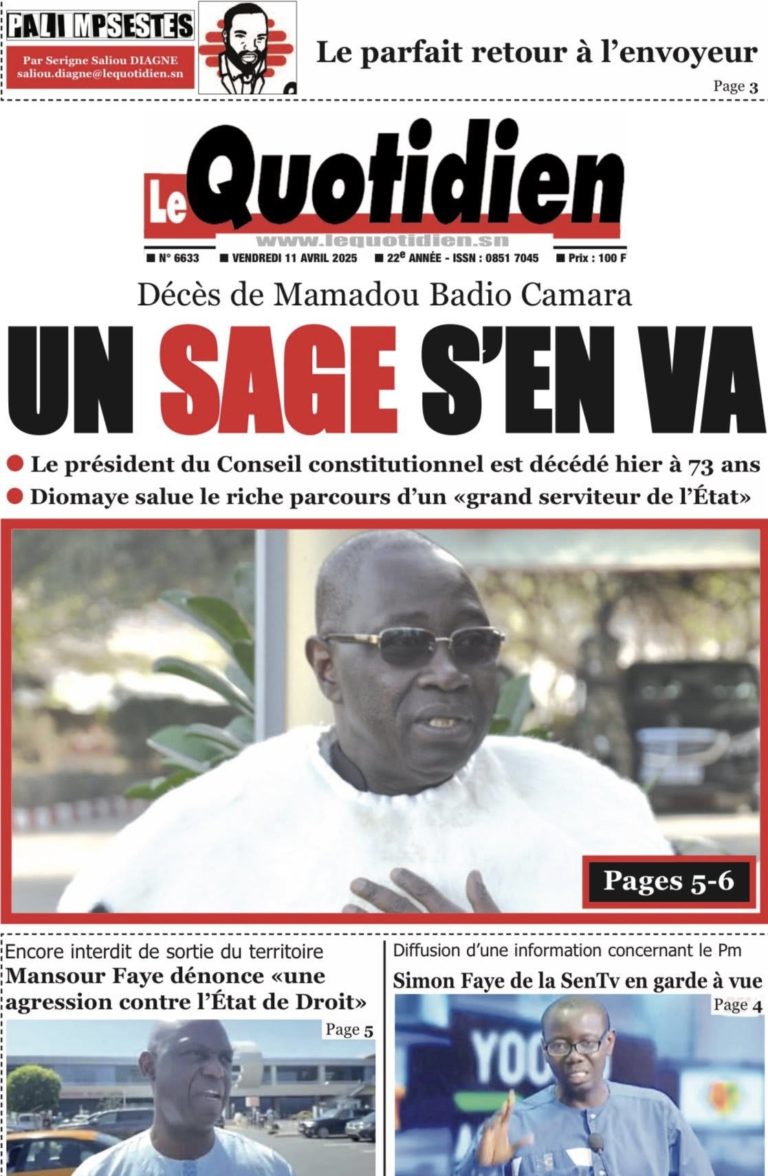 Découvrez les Unes des journaux sénégalais du vendredi 11 avril 2025