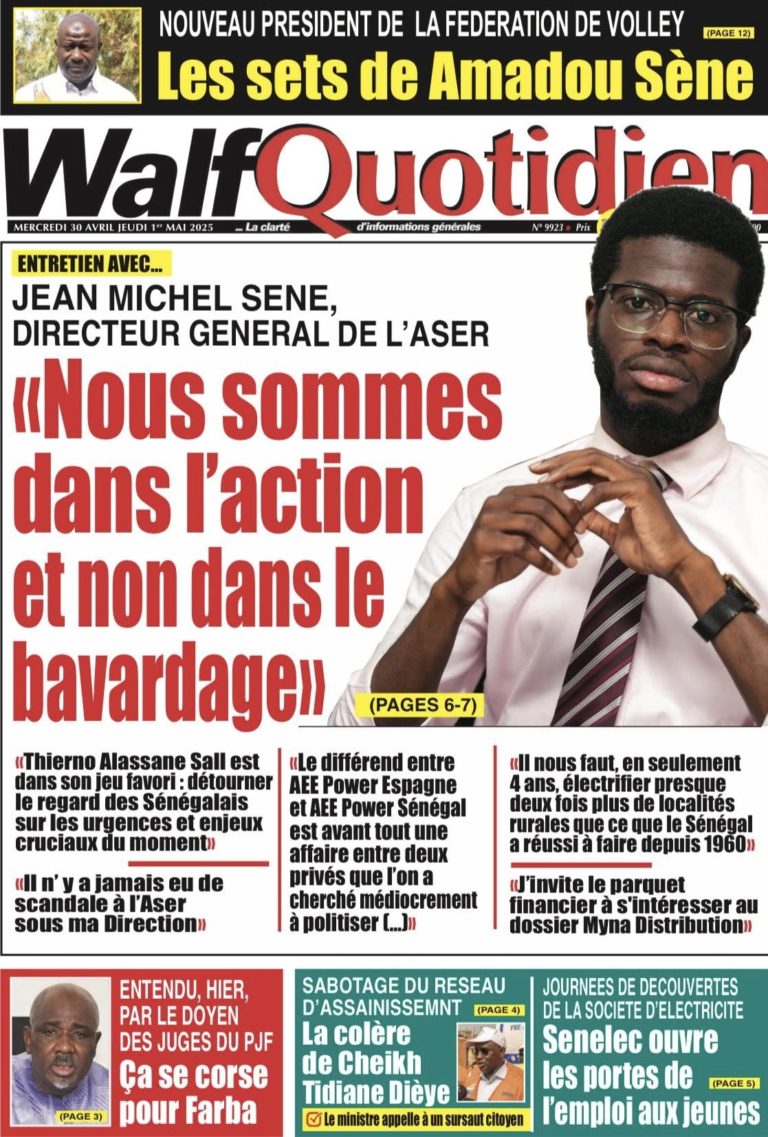 Découvrez les Unes des journaux sénégalais du mercredi 30 avril 2025