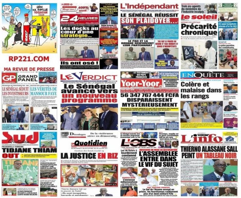 Découvrez les Unes des journaux sénégalais du mercredi 23 avril 2025