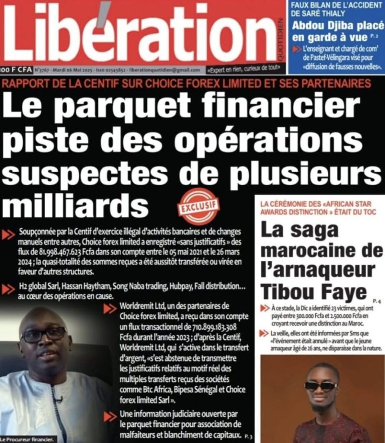 Découvrez les Unes des journaux sénégalais du mardi 06 mai 2025