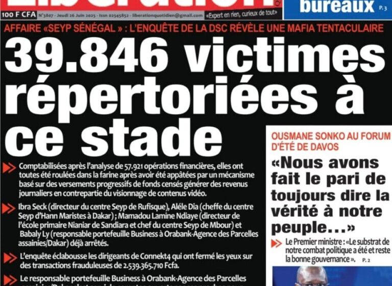 Découvrez les Unes des journaux sénégalais du jeudi 26 juin 2025