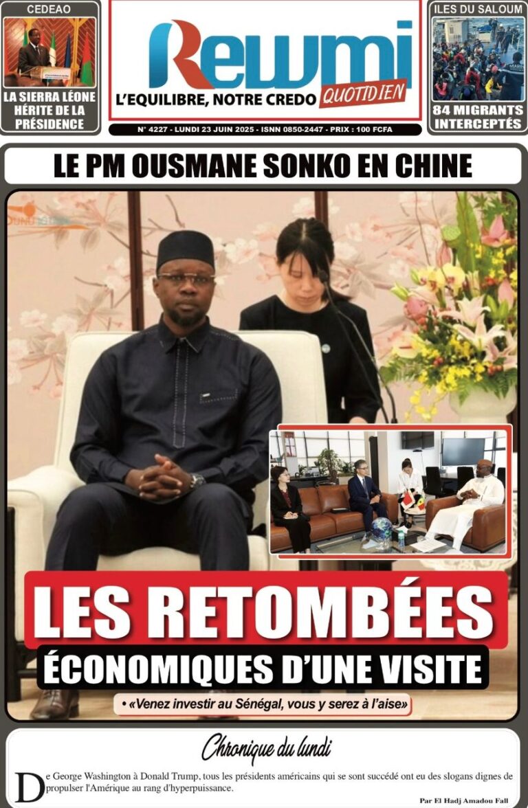 découvrez les Unes des journaux sénégalais du lundi 23 juin 2025