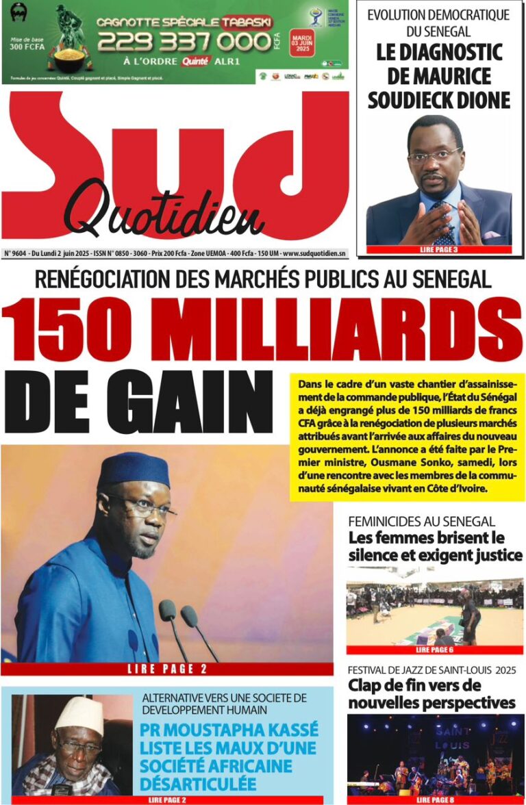 Découvrez les Unes des journaux sénégalais du lundi 02 juin 2025