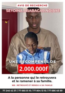 2 millions sur la table pour retrouver Seydina Ababacar Ndiaye