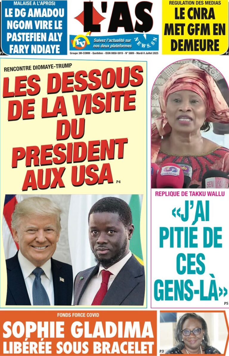 Découvrez les Unes des journaux sénégalais du mardi 08 juillet 2025