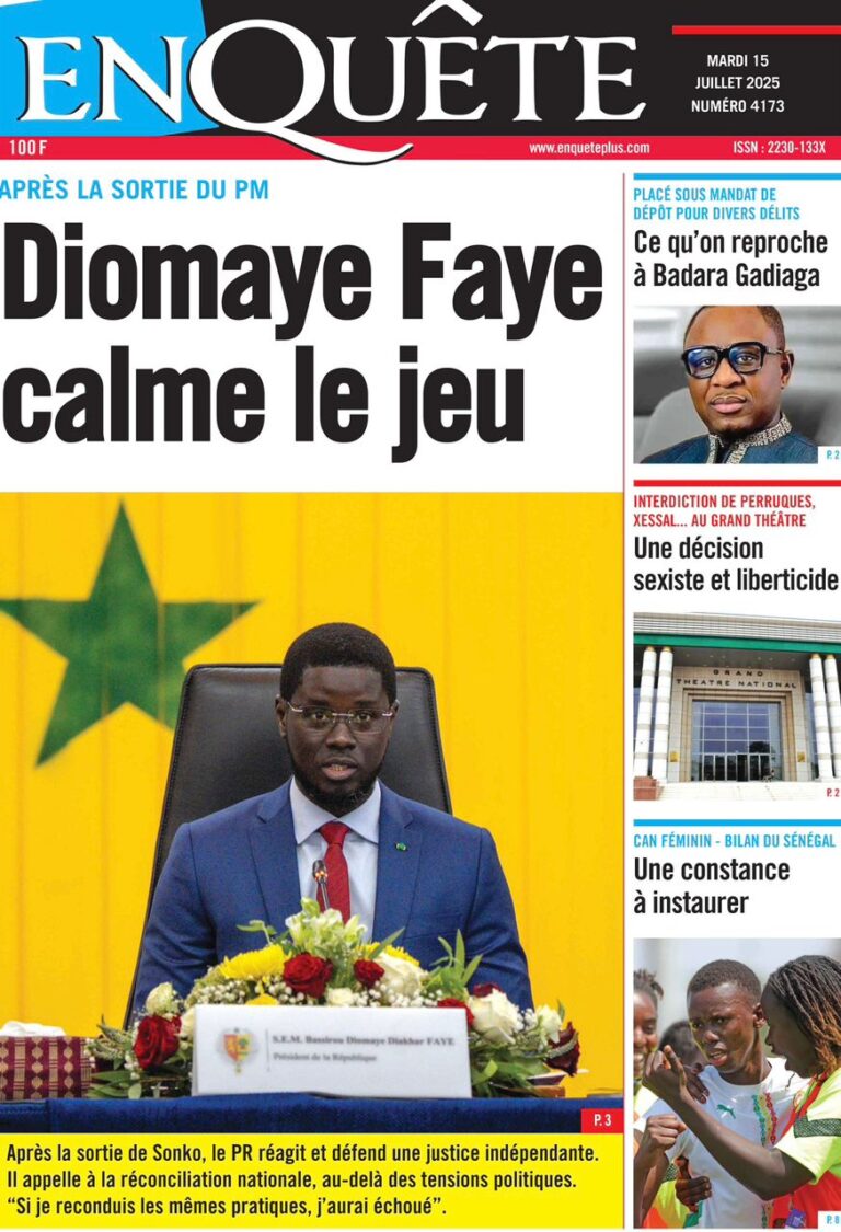 Découvrez les Unes des journaux sénégalais du mardi 15 juillet 2025