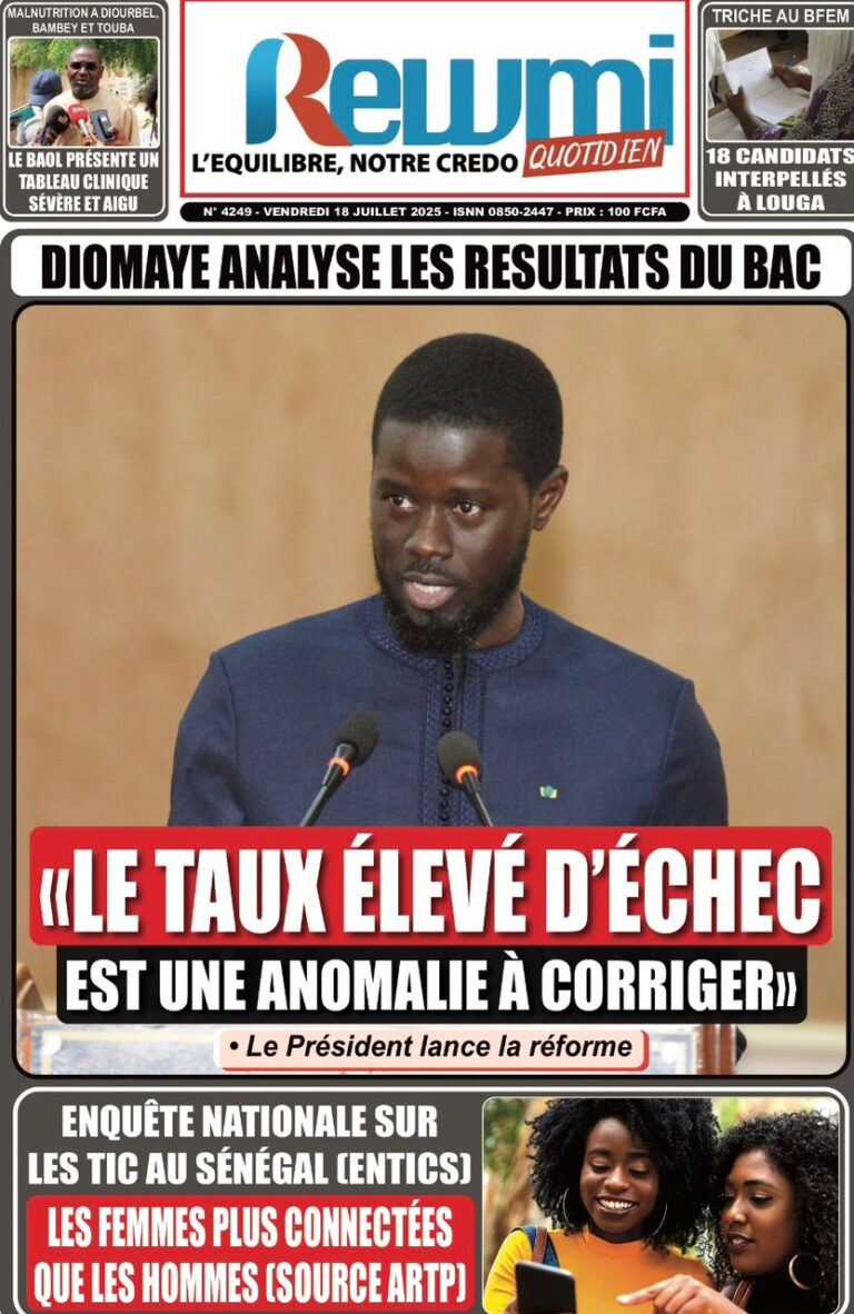 Découvrez les Unes des journaux sénégalais du vendredi 18 juillet 2025
