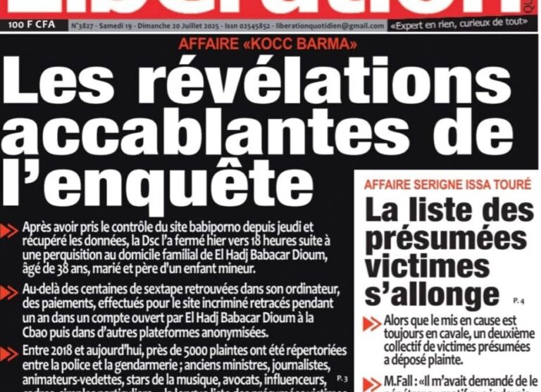 Découvrez les Unes des journaux sénégalais du samedi 19 juillet 2025