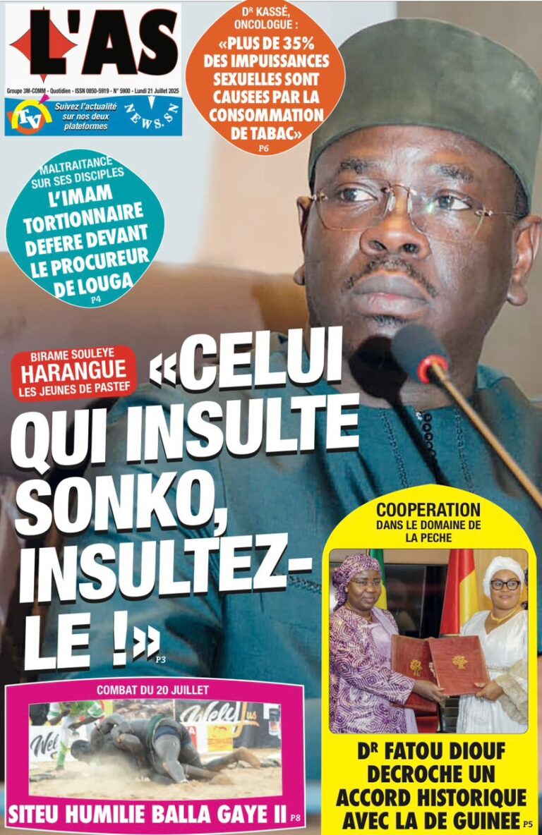 Découvrez les Unes des journaux sénégalais du lundi 21 juillet 2025