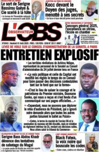 Découvrez les Unes des journaux sénégalais du vendredi 1er août 2025