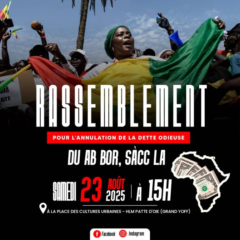 Sénégal : un rassemblement prévu ce 23 août pour dire “NON à la dette odieuse”