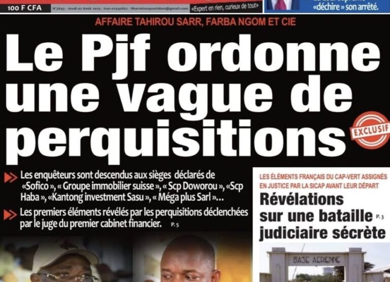Découvrez les Unes des journaux sénégalais du jeudi 07 août 2025