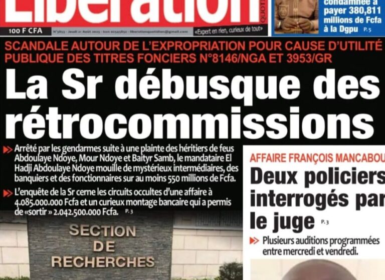 Découvrez les Unes des journaux sénégalais du jeudi 21 août 2025