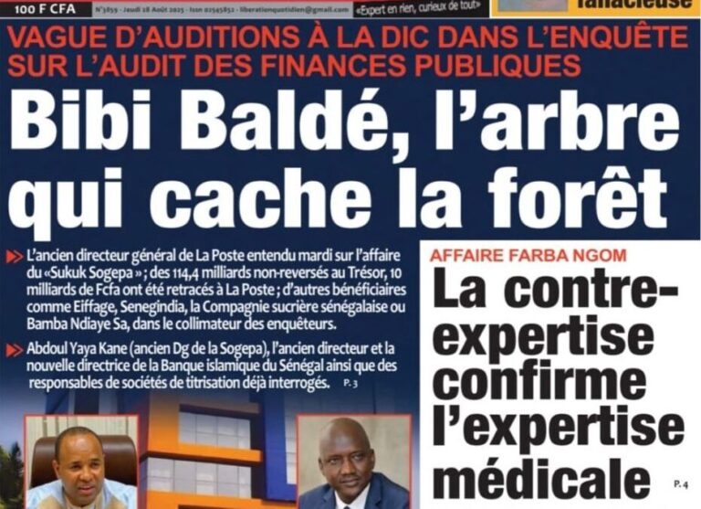 Découvrez les Unes des journaux sénégalais du jeudi 28 août 2025