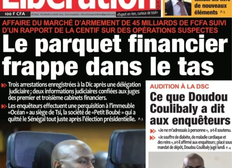 Découvrez les Unes des journaux sénégalais du vendredi 22 août 2025