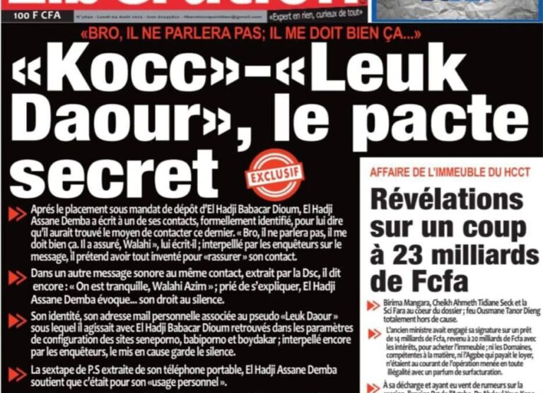 Découvrez les Unes des journaux sénégalais du lundi 04 août 2025