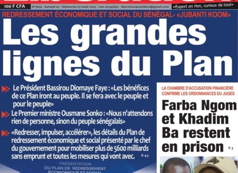 Découvrez les Unes des journaux sénégalais du samedi 02 août 2025