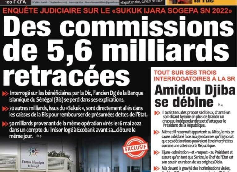 Découvrez les Unes des journaux sénégalais du lundi 1er septembre 2025