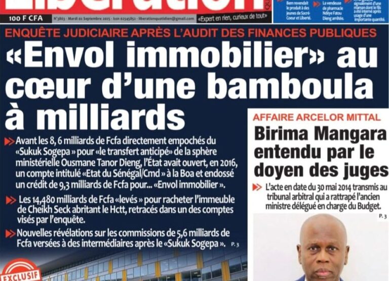 Découvrez les Unes des journaux sénégalais du mardi 2 septembre 2025