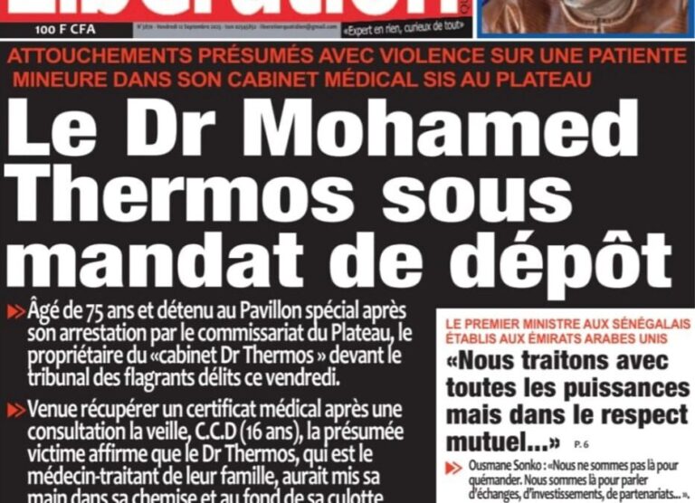 Découvrez les Unes des journaux sénégalais du vendredi 12 septembre 2025