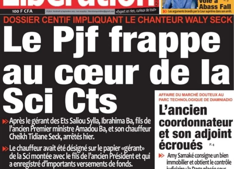 Découvrez les Unes des journaux sénégalais du vendredi 19 septembre 2025