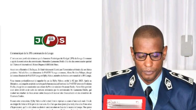 Louga: La JPS dénonce la nomination du commissaire Lamarana Diallo à l’AIBD