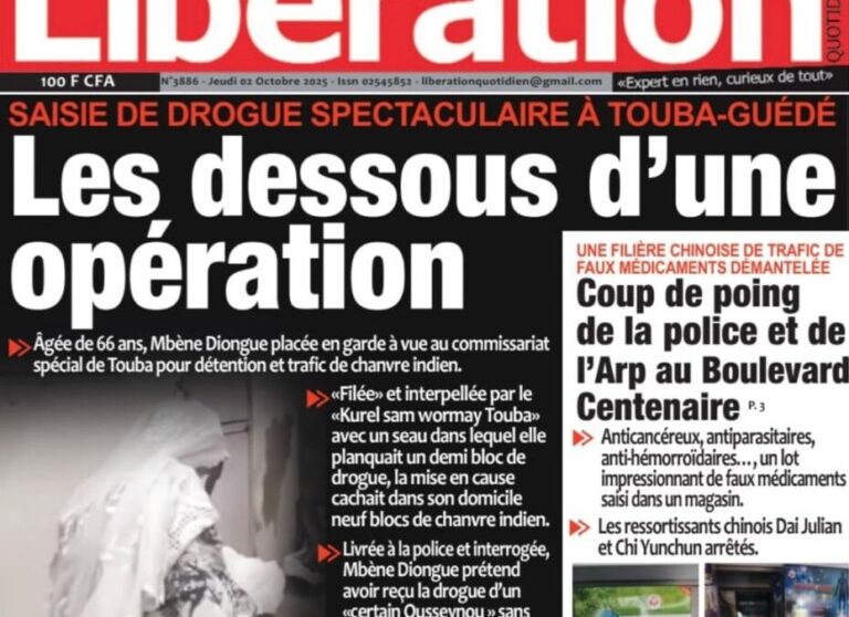 Découvrez les Unes des journaux sénégalais du jeudi 02 octobre 2025