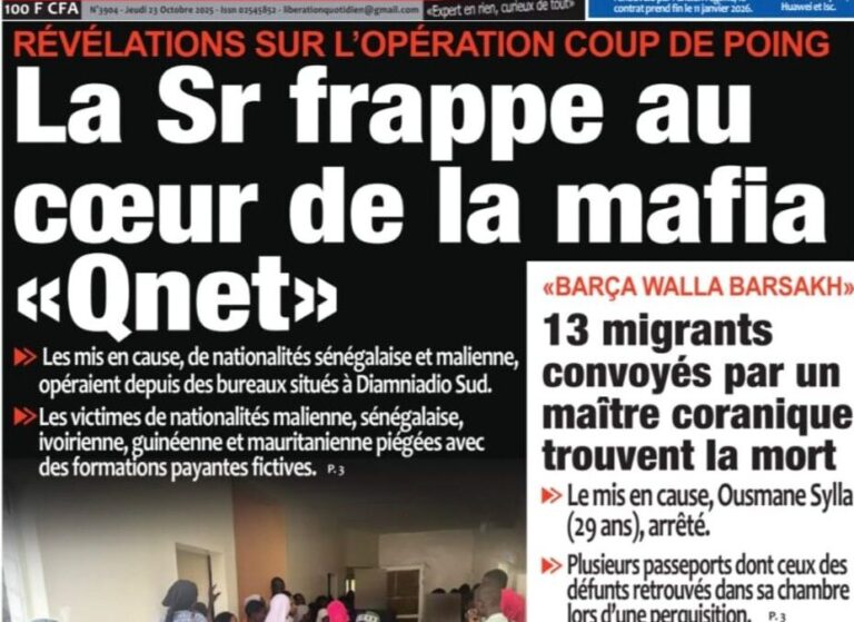 Découvrez les Unes des journaux sénégalais du jeudi 23 octobre 2025