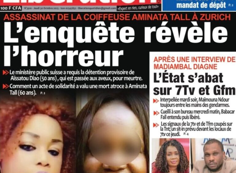 Découvrez les Unes des journaux sénégalais du jeudi 30 octobre 2025