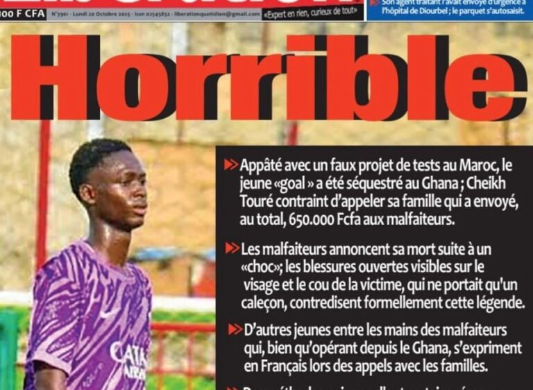 Découvrez les Unes des journaux sénégalais du lundi 20 octobre 2025