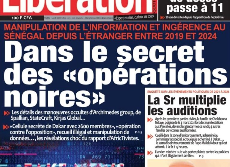 Découvrez les Unes des journaux sénégalais du lundi 6 octobre 2025