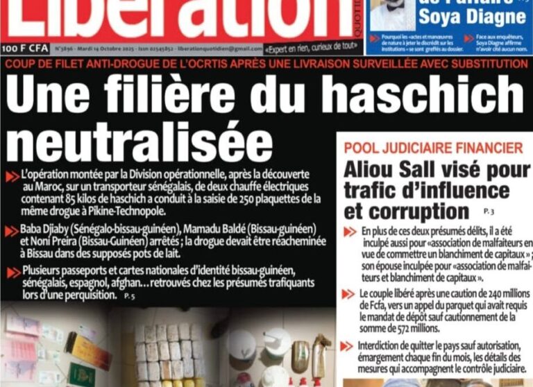 Découvrez les Unes des journaux sénégalais du mardi 14 octobre 2025