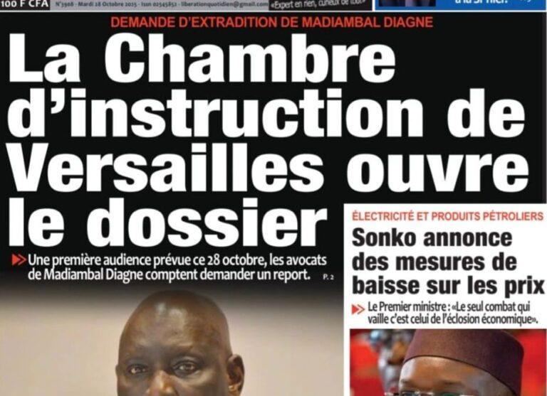 Découvrez les Unes des journaux sénégalais du mardi 28 octobre 2025