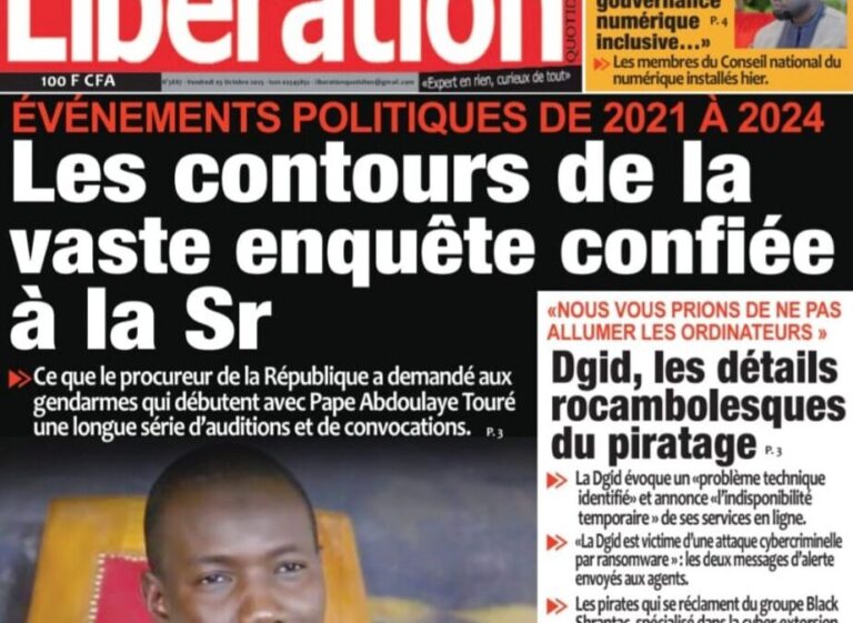 Découvrez les Unes des journaux sénégalais du vendredi 3 octobre 2025