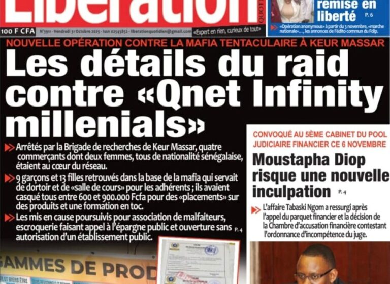 Découvrez les Unes des journaux sénégalais du vendredi 31 octobre 2025