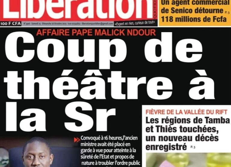 Découvrez les Unes des journaux sénégalais du samedi 25 octobre 2025