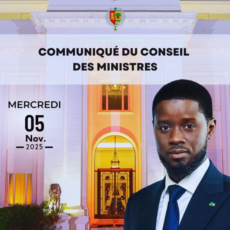 Communiqué du Conseil des Ministres du Mercredi 5 Novembre 2025