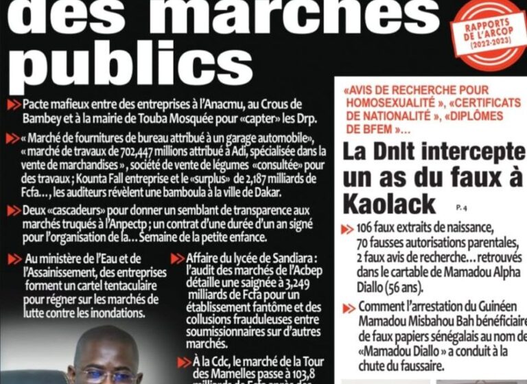 Découvrez les Unes des journaux sénégalais du lundi 03 novembre 2025