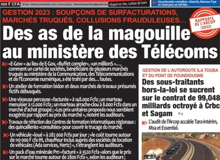 Découvrez les Unes des journaux sénégalais du mardi 04 novembre 2025