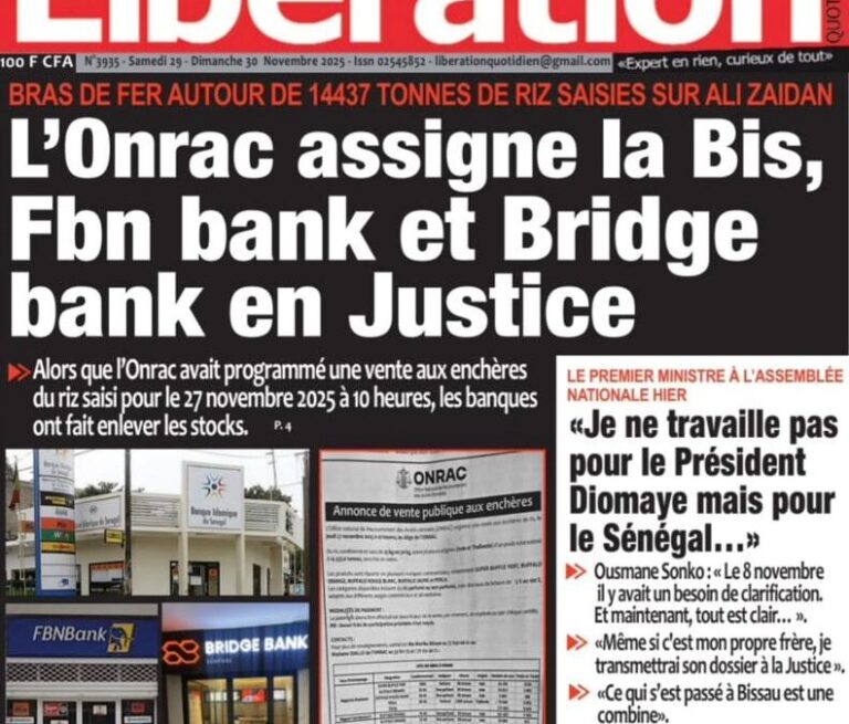 Découvrez les Unes des journaux sénégalais du samedi 29 novembre 2025