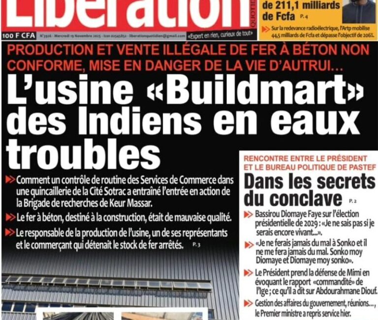 Découvrez les Unes des journaux sénégalais du mercredi 19 novembre 2025